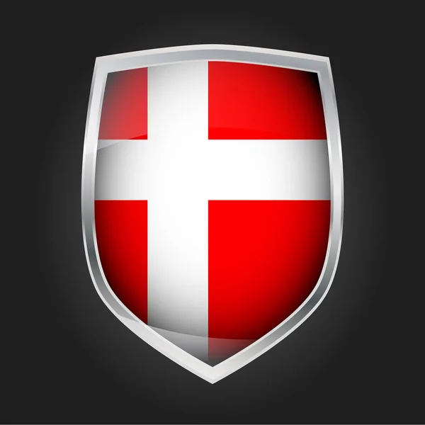 Ασπίδα Σημαία Της Δανίας Εικονογράφηση Διάνυσμα — Διανυσματικό Αρχείο