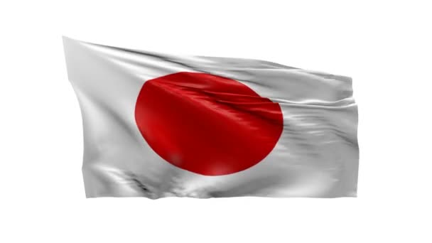 Ondeando Bandera Japón Blanco Animación — Vídeo de stock