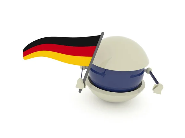 Sfera Robot Carino Con Bandiera Della Germania Sfondo Bianco Rendering — Foto Stock