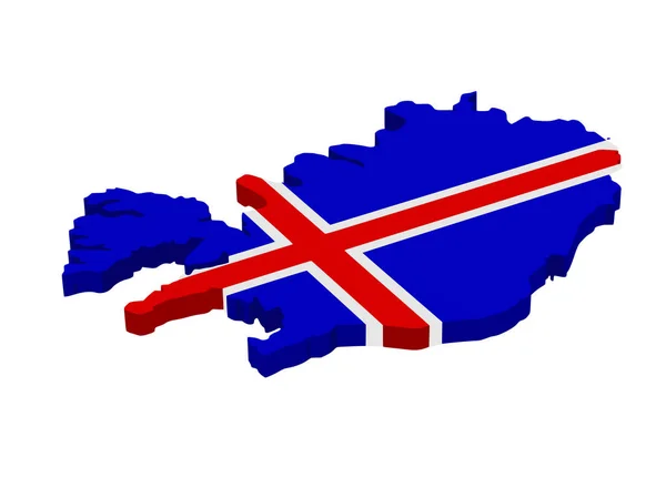 Carte Islande Avec Drapeau Sur Fond Blanc Illustration Vectorielle — Image vectorielle