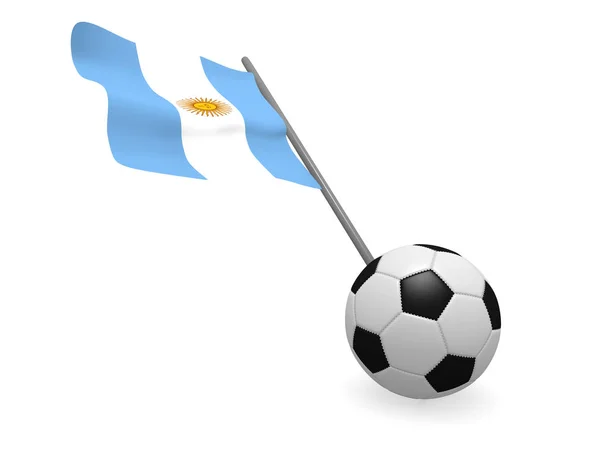 Fussball Mit Der Fahne Argentiniens Fußballmeisterschaft Konzept Rendering — Stockfoto