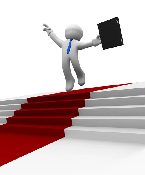 Businessman Jumping High Red Carpet Winner Concept Image Rendering — Stock Photo, Image