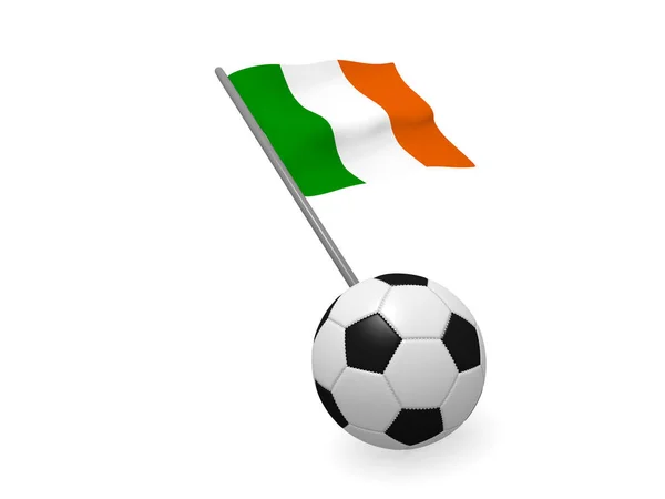 Fussball Mit Der Fahne Von Irland Fußballmeisterschaft Konzept Rendering — Stockfoto
