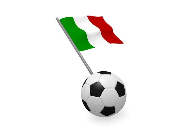 Piłka Nożna Flaga Włoch Koncepcja Renderowania Piłce Nożnej — Zdjęcie stockowe