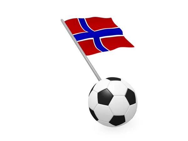 Bola Futebol Com Bandeira Noruega Conceito Campeonato Futebol Renderização — Fotografia de Stock