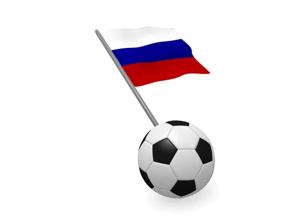 Futball Labda Oroszország Foci Bajnokság Koncepció Rendering Zászlaja — Stock Fotó