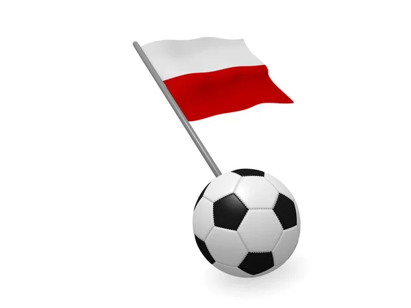 Fußball Mit Der Fahne Von Polen Konzept Der Fußballmeisterschaft Rendering — Stockfoto