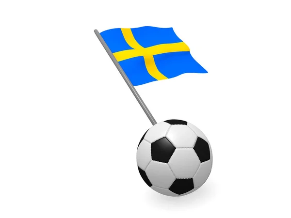 Soccer Ball Flag Sweden Soccer Championship Concept Rendering — Stock Photo, Image