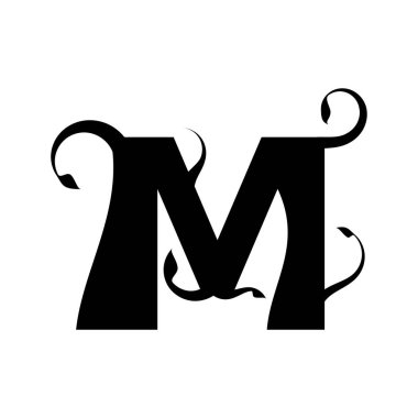 Beyaz bir arka plan üzerinde çiçek mektup M illüstrasyon vektör