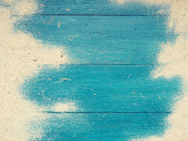 Старий Старовинний Синій Пляж Дерева Піском Простір Тексту Або Зображення — стокове фото