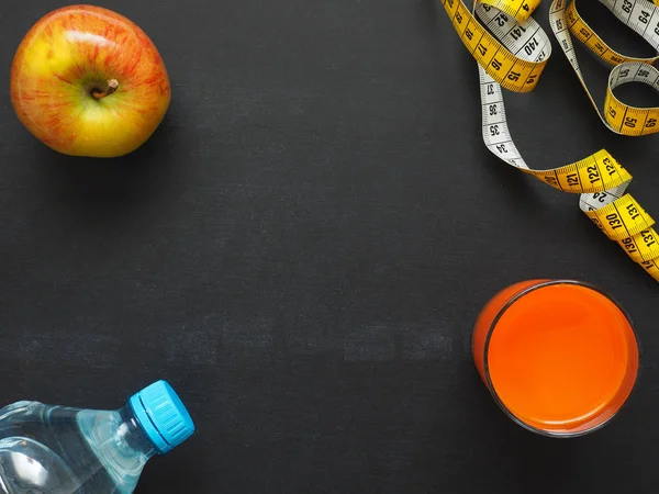 Diet Eller Hälsosamt Ätande Konceptet Bakgrund Med Färsk Frukt Och — Stockfoto