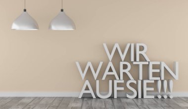 Alman kelime biz iş kavramı, kariyer mi, yeni iş, 3d render için bekleyin