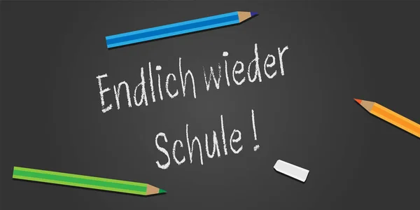 Deutsche Wörter Zurück Die Schule Auf Einer Kreidetafel Mit Kreide — Stockvektor