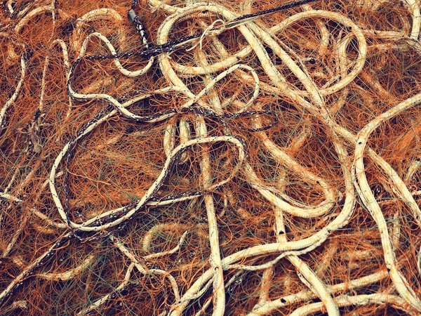 Close Fishing Net Fishing Harbour Vintage Color Stylized — Stock Photo, Image