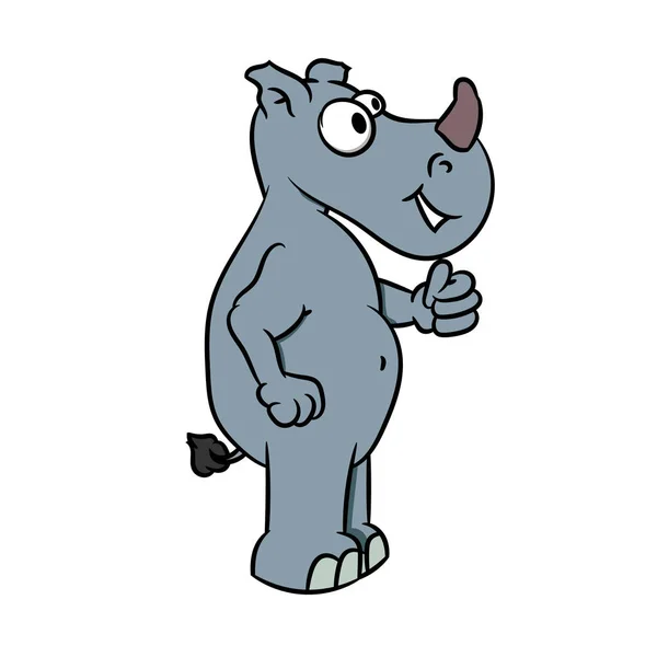 Cartoon Rhino with thumb up — Stock Vector