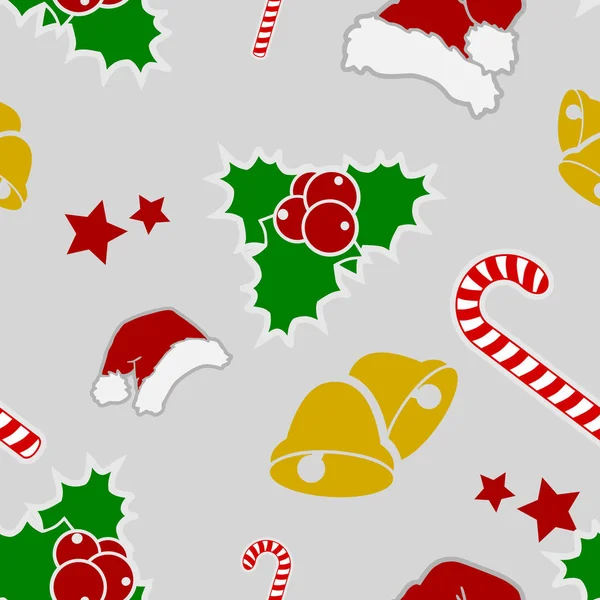 Ícones Decorativos Natal Fundo Sem Costura Sazonal Ilustração Vetorial —  Vetores de Stock