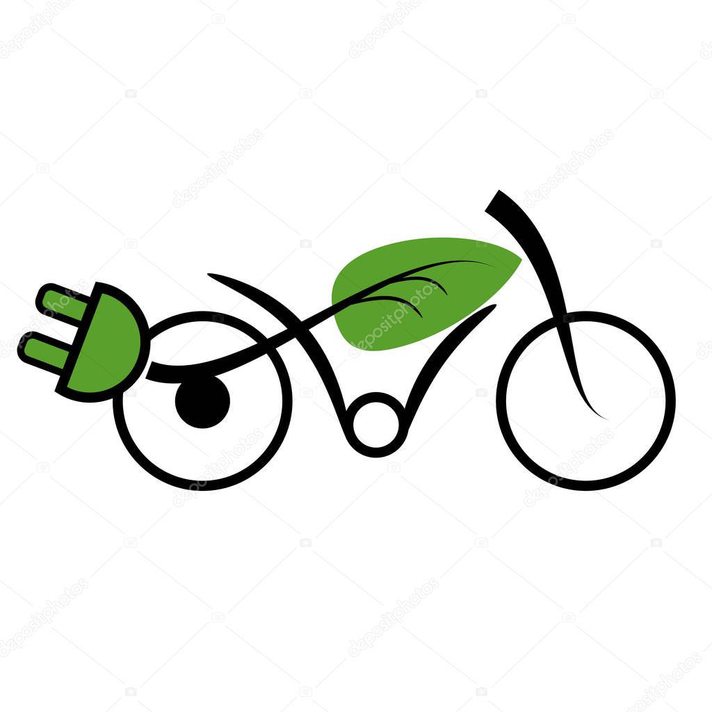 Ecology icon with an elelctric bike, e-mobility, vector illustration