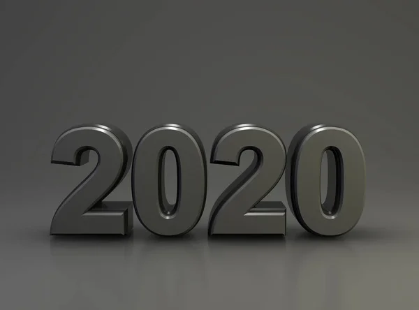 Numero Acciaio 2020 Con Riflessi Rendering — Foto Stock