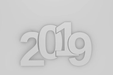 Düz stil numarasını 2019 arka plan olarak, 3B oluşturmayı kullanarak.