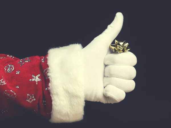 Hand Santa Thumb Dark Background Modern Flat Tone Stylized Christmas — Stock Photo, Image