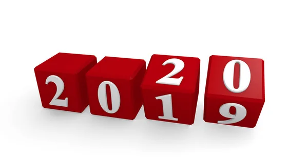 Beyaz arka planda Yeni Yıl 2020 konsept 3d görüntü — Stok fotoğraf