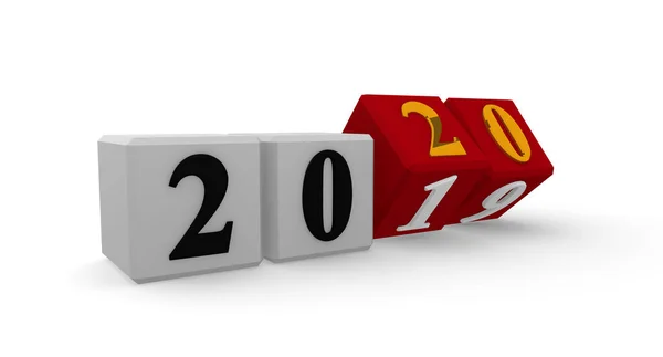 Концепція Новий рік 2020 3d зображення на білому тлі — стокове фото