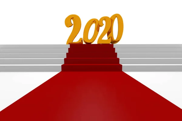 Gouden jaar 2020 3D rendering — Stockfoto