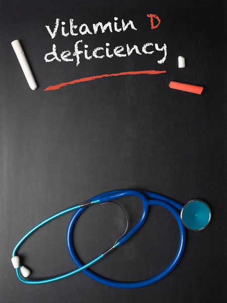 The words Vitamin D deficiency on a chalkboard — Stock Photo, Image
