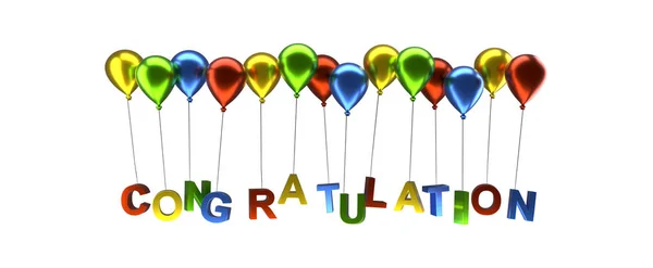 Colorful balloons with congratulation — Stock Photo, Image