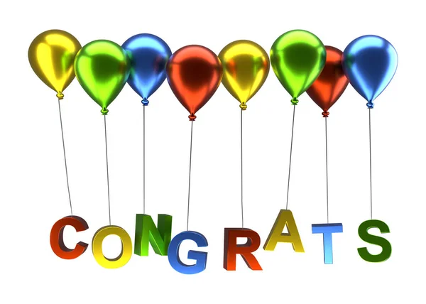 Balões coloridos com parabéns — Fotografia de Stock