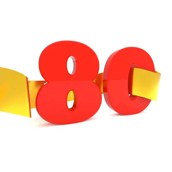 Rote 80 mit goldener Schleife — Stockfoto