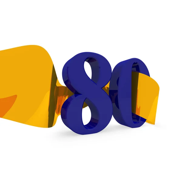 Blue 80 with a golden ribbon — Stock Photo, Image