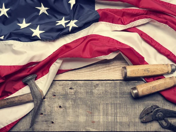 Bandiera degli Stati Uniti su legno — Foto Stock
