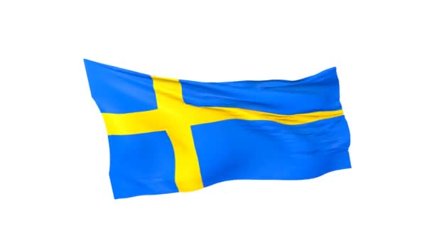 Waving Flag Sweden White — Stock Video