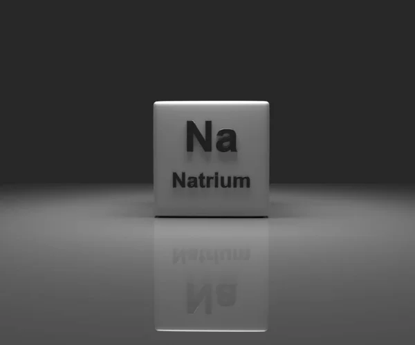Cube with Natrium periodic system — Stock Photo, Image