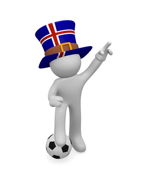 Футбольный фанат Исландии с футбольным мячом — стоковое фото