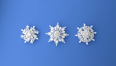 Mavi üzerinde kar taneleri olan modern Noel arkaplanı