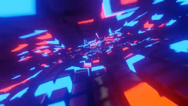 Padrão Cubos Coloridos Abstrato Com Luzes Azuis Vermelhas Animação — Vídeo de Stock