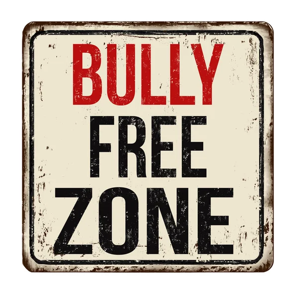 Bully Zone Libre Vintage Rouillé Panneau Métallique Sur Fond Blanc — Image vectorielle