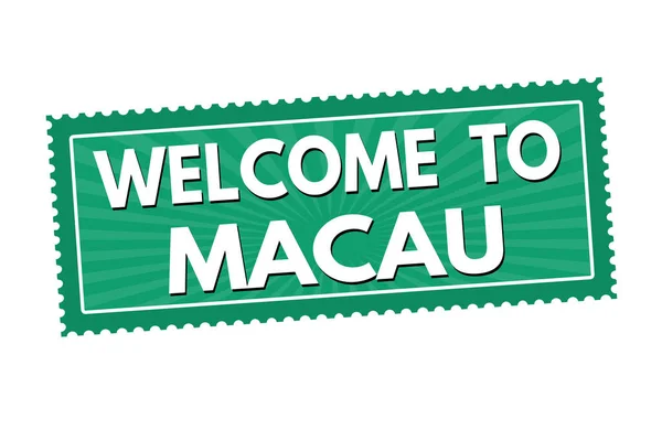 Welcome Macau Travel Sticker Stamp White Background Vector Illustration — Stock Vector