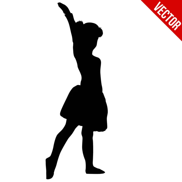 Meisje Silhouet Doen Ballet Witte Achtergrond Vectorillustratie — Stockvector