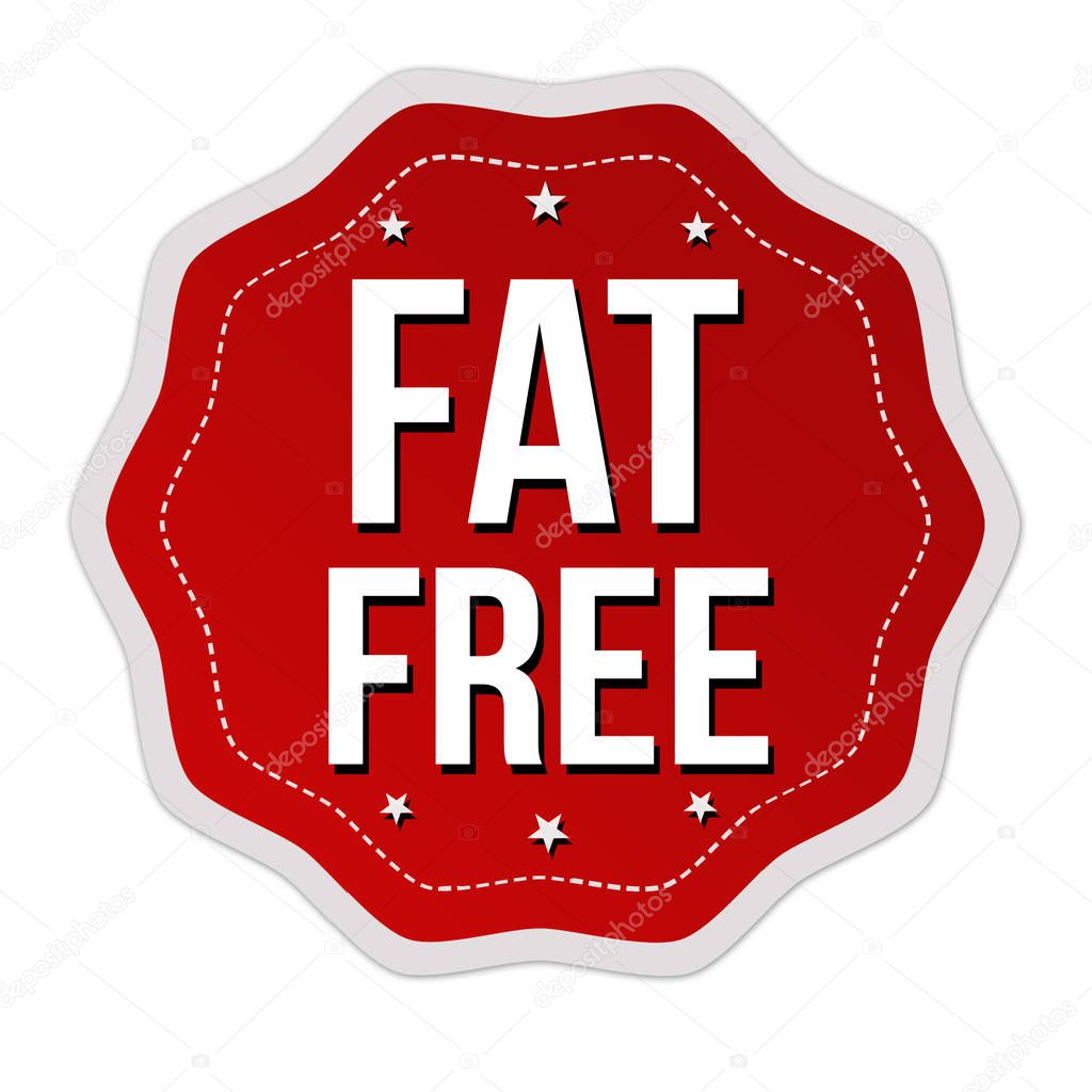 Fat free label or sticker on white background, vector illustration