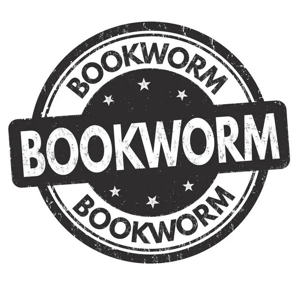 Bookworm Grunge Timbro Gomma Sfondo Bianco Illustrazione Vettoriale — Vettoriale Stock