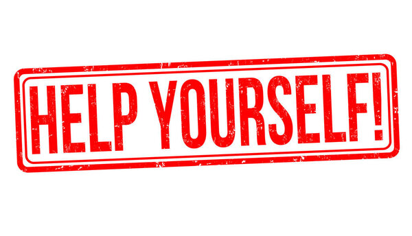 Помогите себе гранж резиновый штамп на белом фоне, векторная иллюстрация
