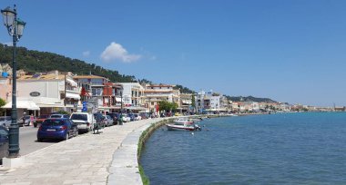 Zakinthos, Yunanistan - 20 Mayıs 2017: Zakynthos island, Yunanistan Zante kasabada güzel manzarasına