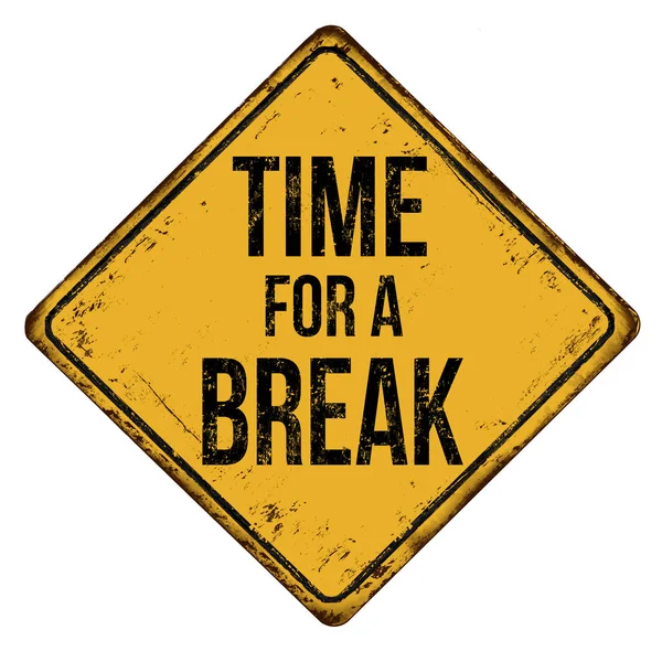 Bir ara vintage paslı metal tabelada beyaz bir arka plan, vektör çizim için zaman