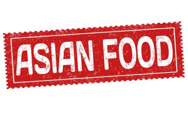 Asya gıda grunge lastik damgası beyaz arka planda, vektör çizim