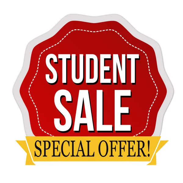 Student Sale Label Sticker White Background Vector Illustration — Stock Vector