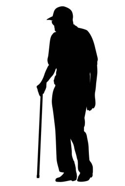 Yaşlı adam siluet beyaz arka planda, vektör çizim