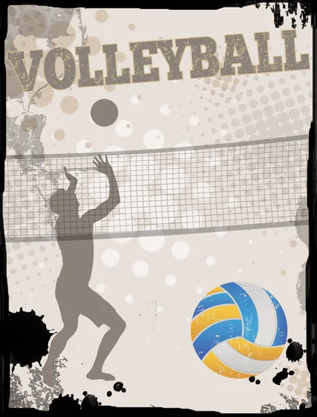 Volleyboll Grungy Affisch Bakgrund Vektorillustration — Stock vektor